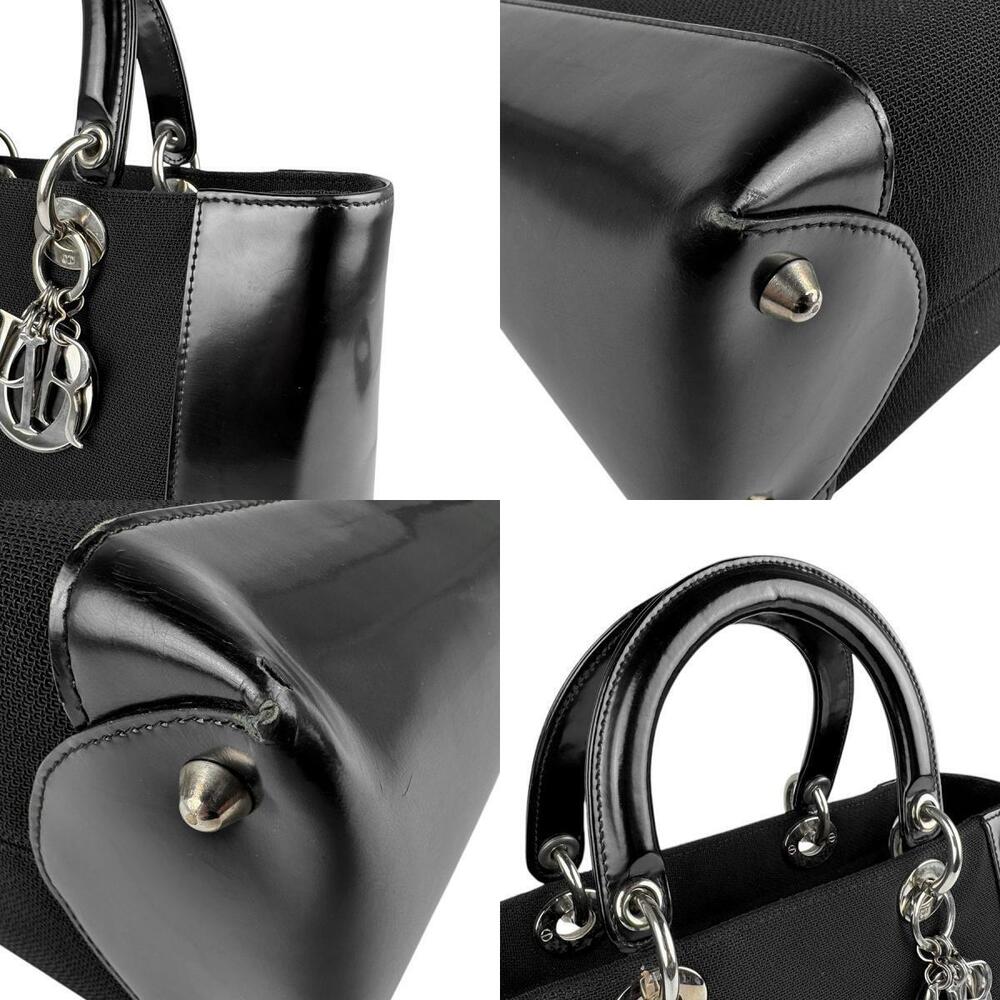Dior leather Shoulder canvas Lady silver Bag Christian  black 2way Silver Black - Picture 4 of 5